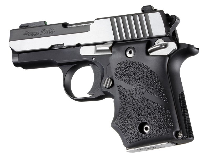 SIG SAUER P938 (Ambi-Safety): OverMolded Rubber Grip with Finger Grooves - Black Hogue 98080 - Click Image to Close